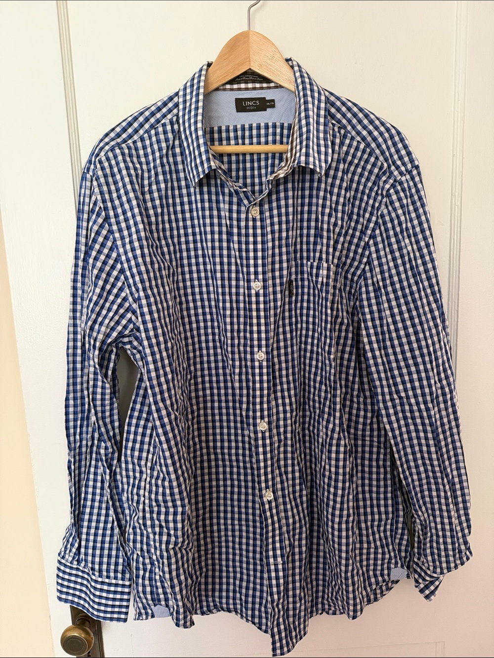 LINCS Checkered dress shirt- size 2XL- Blue & white check